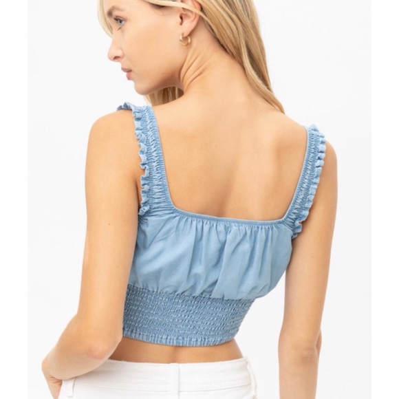 Just In! VALENTINA• Blue Ruffle Crop Top - Picture 8 of 11